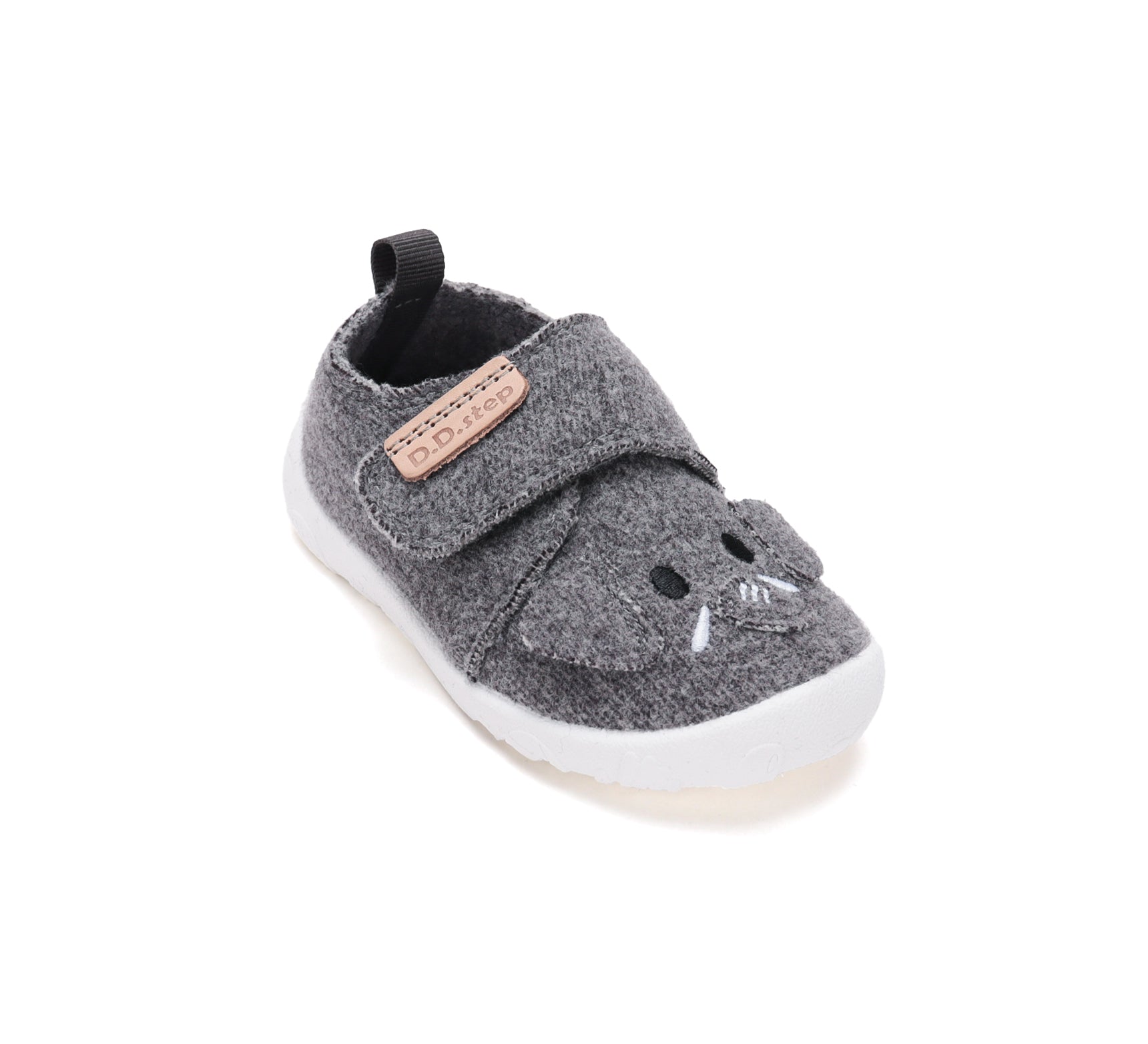 D.D.Step pantofi baieti Barefoot de interior din panza 20-25 Dove Grey cu elefant