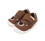 D.D.Step pantofi baieti Barefoot de interior din panza 20-25 Chocolate cu ursulet