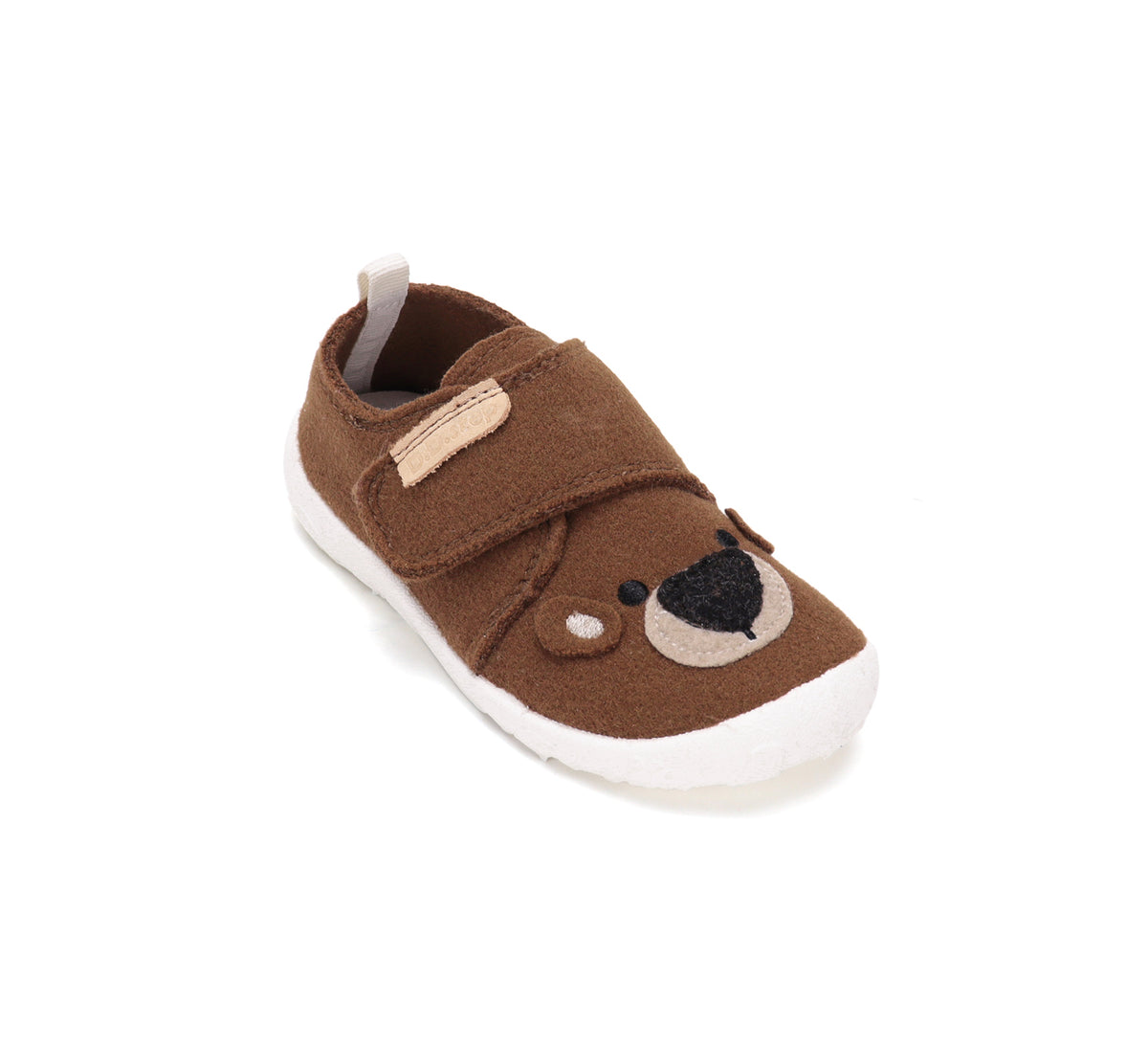 D.D.Step pantofi baieti Barefoot de interior din panza 20-25 Chocolate cu ursulet
