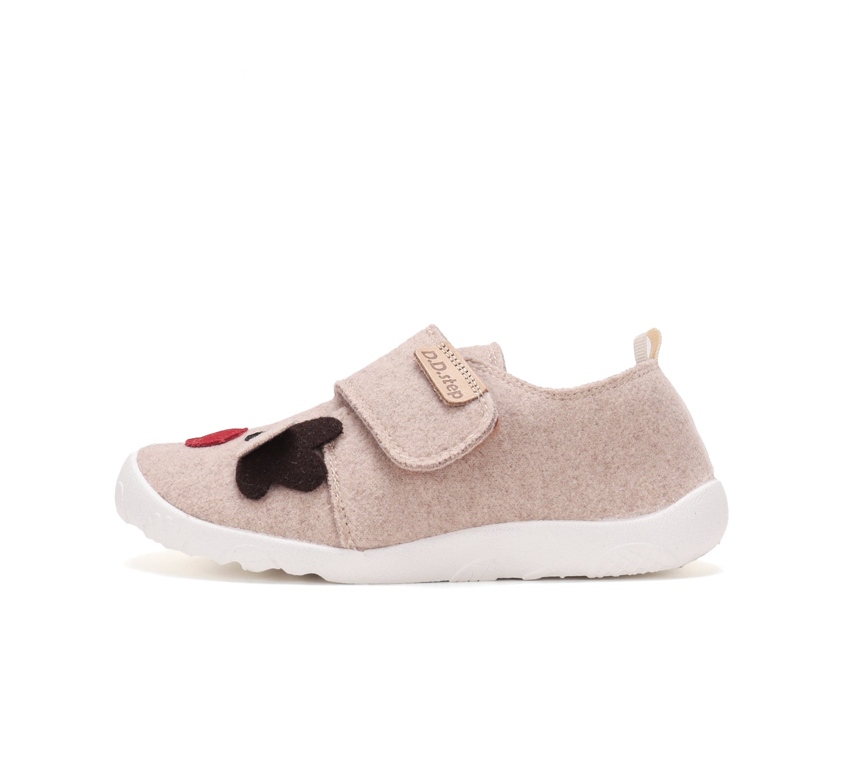D.D.Step pantofi fete Barefoot de interior din panza 20-25 Cream cu cerb Imagine secundară a produsului