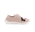 D.D.Step pantofi fete Barefoot de interior din panza 20-25 Cream cu cerb