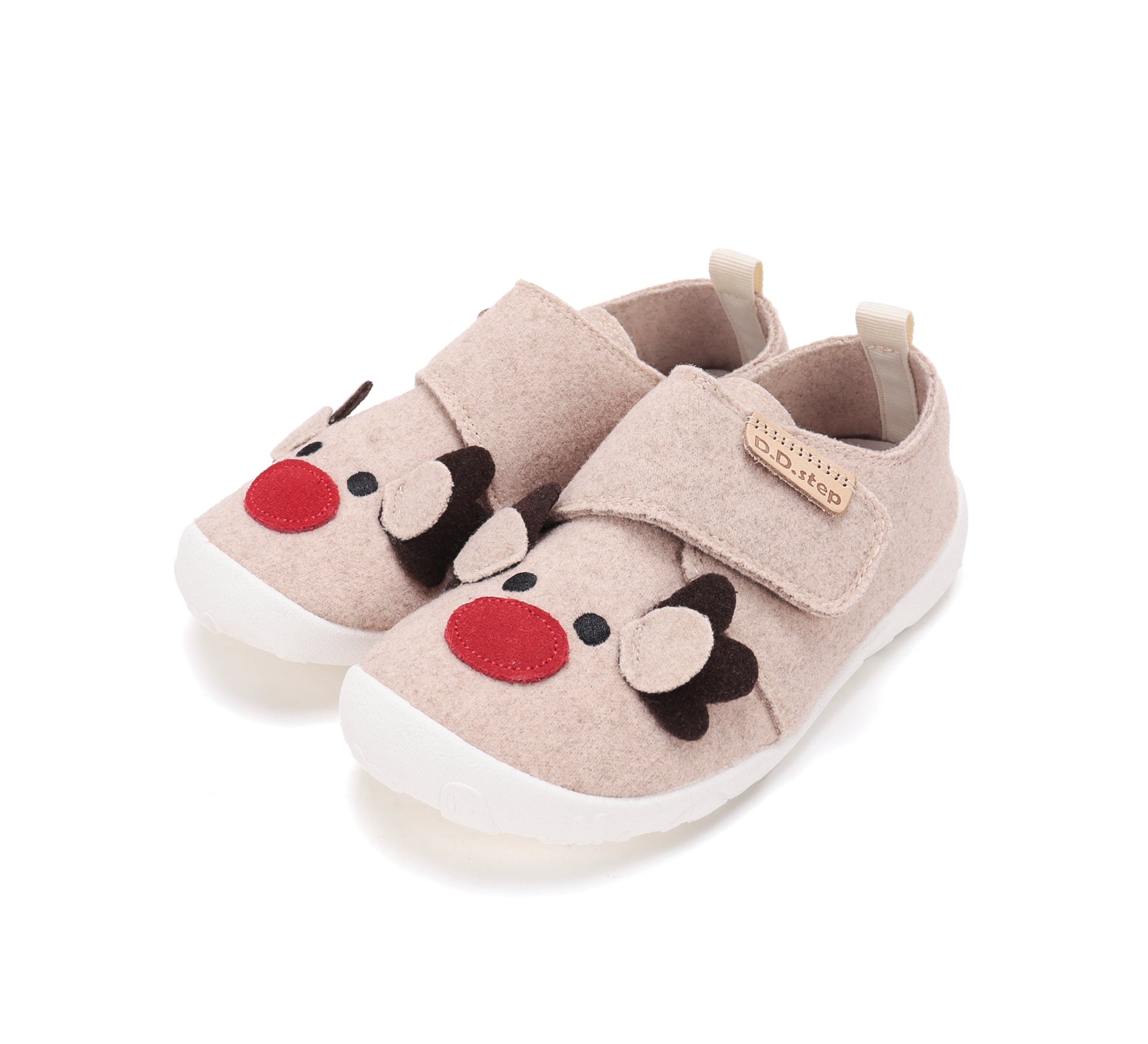 D.D.Step pantofi fete Barefoot de interior din panza 20-25 Cream cu cerb