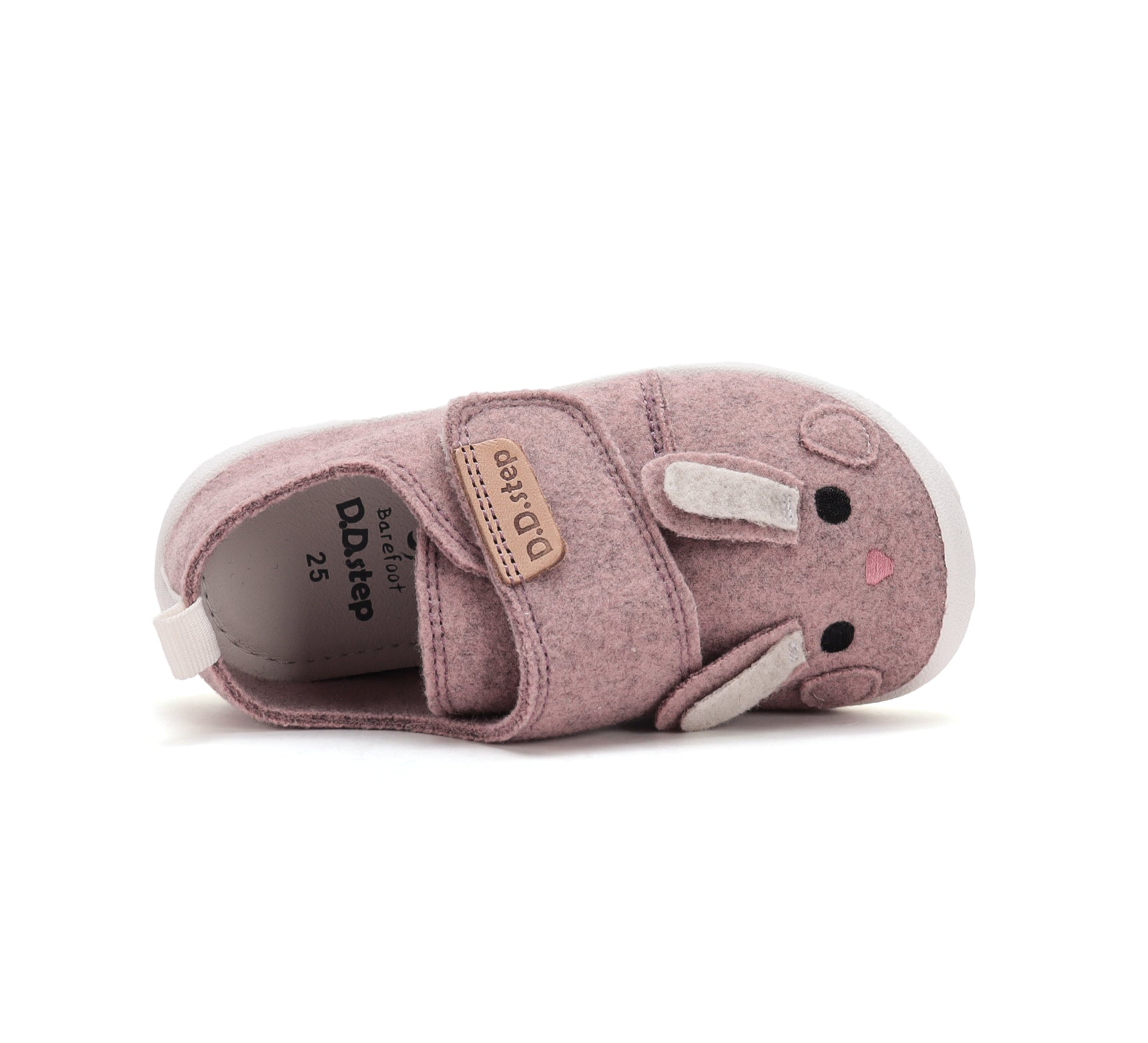 D.D.Step pantofi fete Barefoot de interior din panza 20-25 Daisy Pink cu iepuras