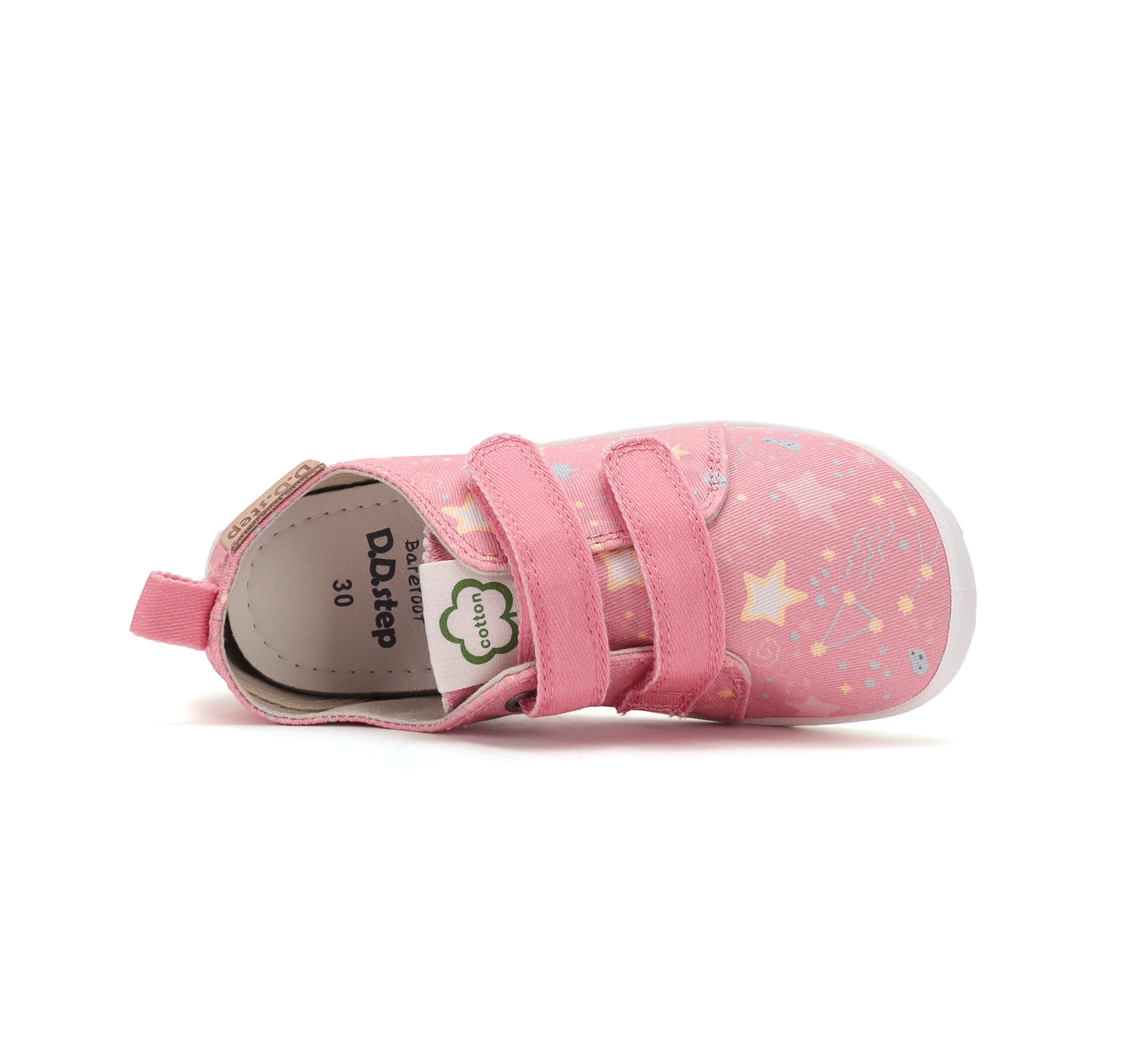 D.D.Step pantofi fete Barefoot de interior din panza 20-25 Strawberry cu stelute