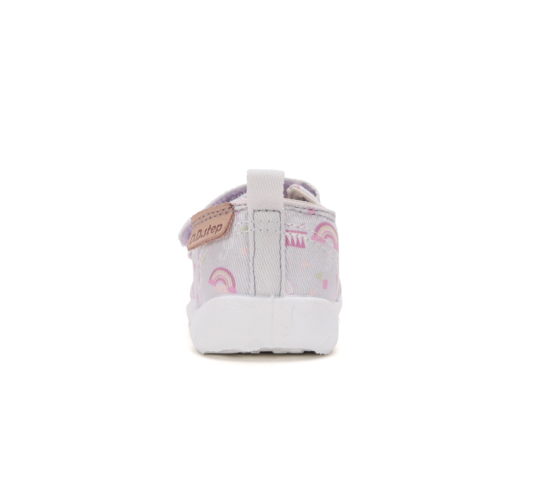 D.D.Step pantofi fete Barefoot de interior din panza 20-31 Dove Grey cu curcubeu
