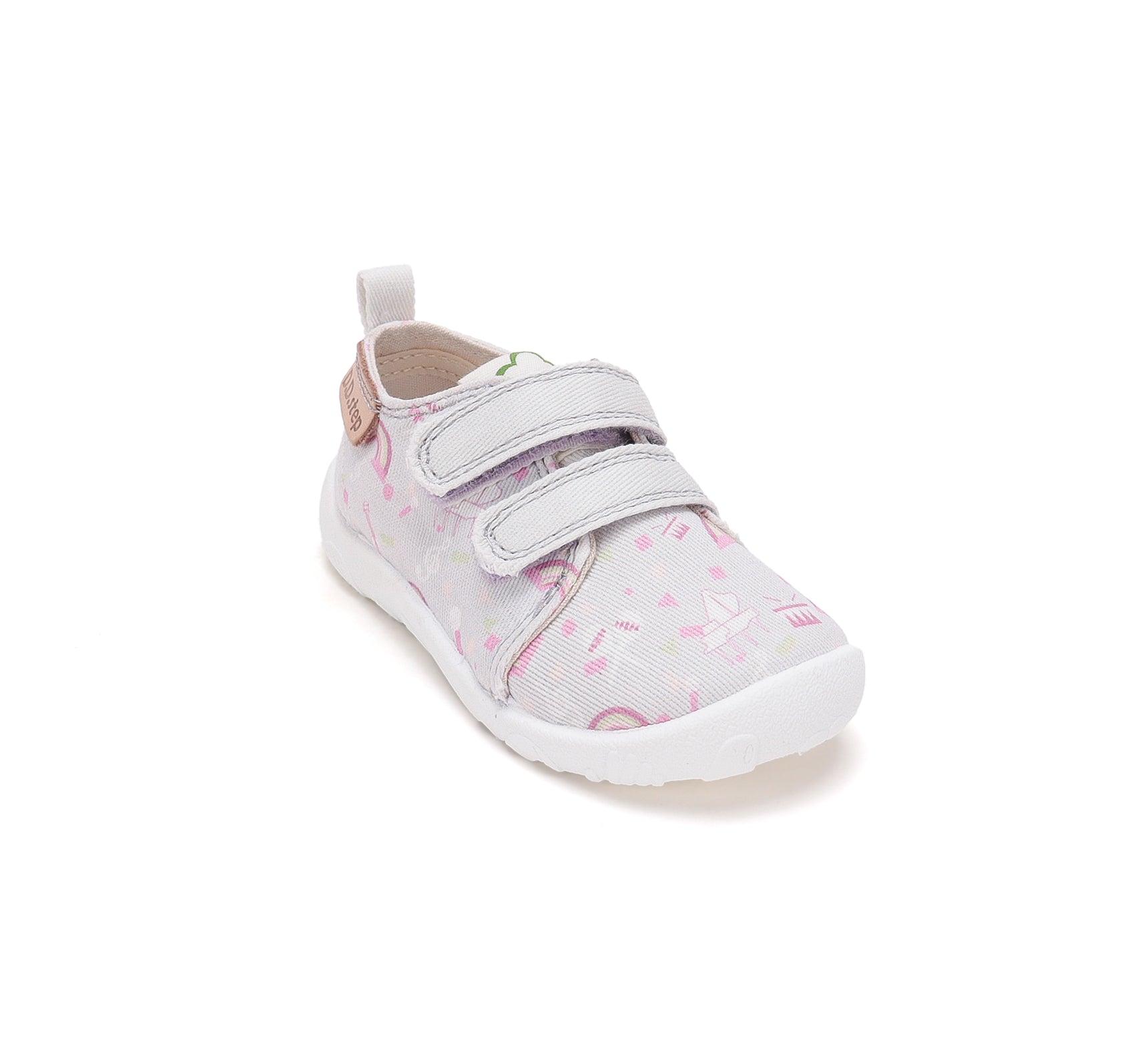 D.D.Step pantofi fete Barefoot de interior din panza 20-31 Dove Grey cu curcubeu