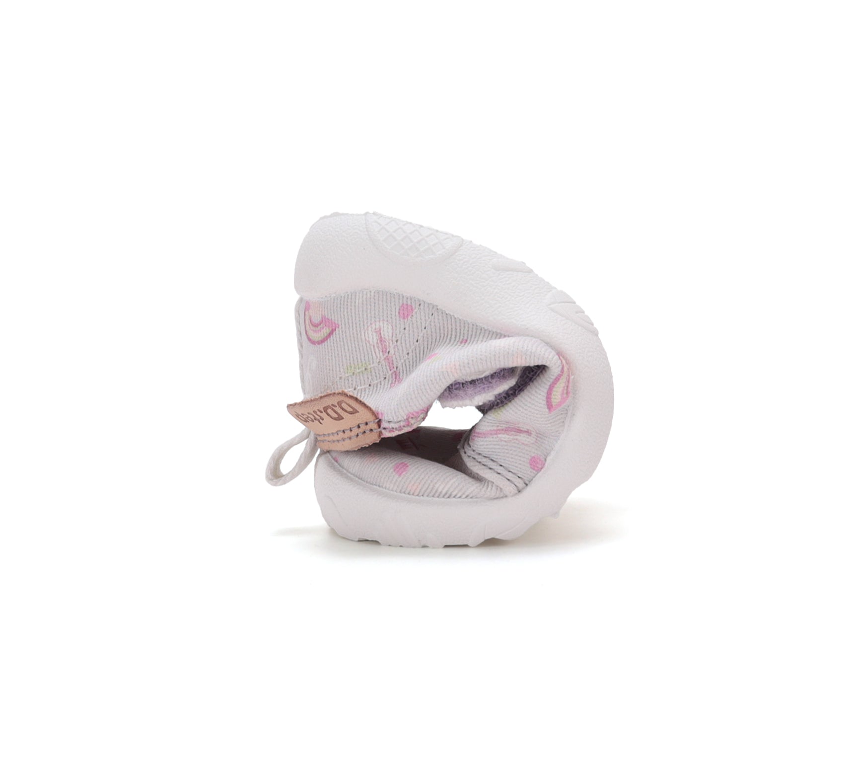 D.D.Step pantofi fete Barefoot de interior din panza 20-31 Dove Grey cu curcubeu