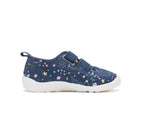 D.D.Step pantofi fete Barefoot de interior din panza 20-25 Royal Blue cu stele