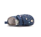 D.D.Step pantofi fete Barefoot de interior din panza 20-25 Royal Blue cu stele
