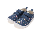 D.D.Step pantofi fete Barefoot de interior din panza 20-25 Royal Blue cu stele