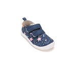 D.D.Step pantofi fete Barefoot de interior din panza 20-25 Royal Blue cu stele
