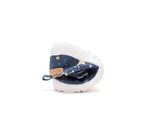 D.D.Step pantofi fete Barefoot de interior din panza 20-25 Royal Blue cu stele