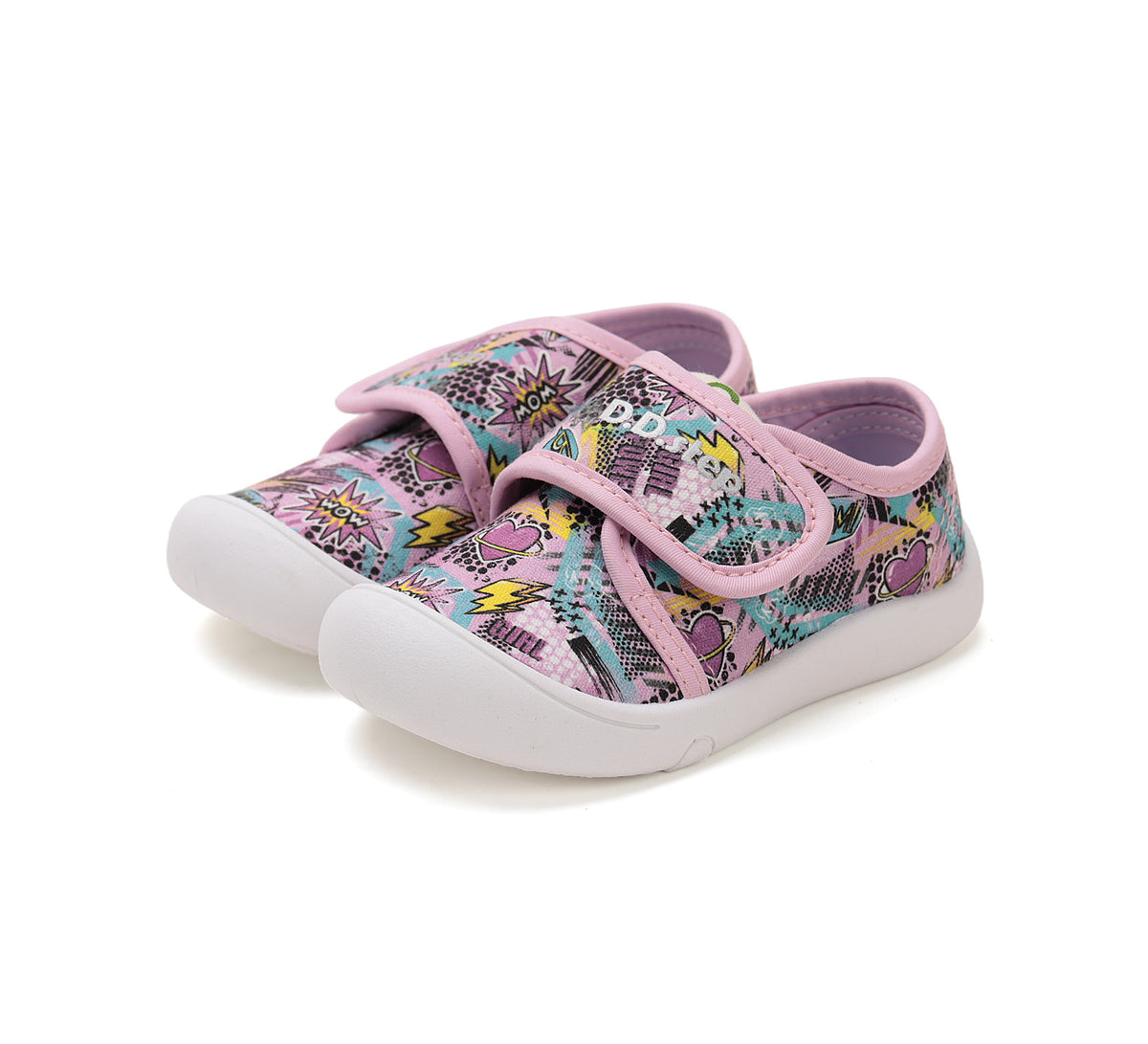 D.D.Step tenisi fete din panza 22-27 Pink cu inimioara