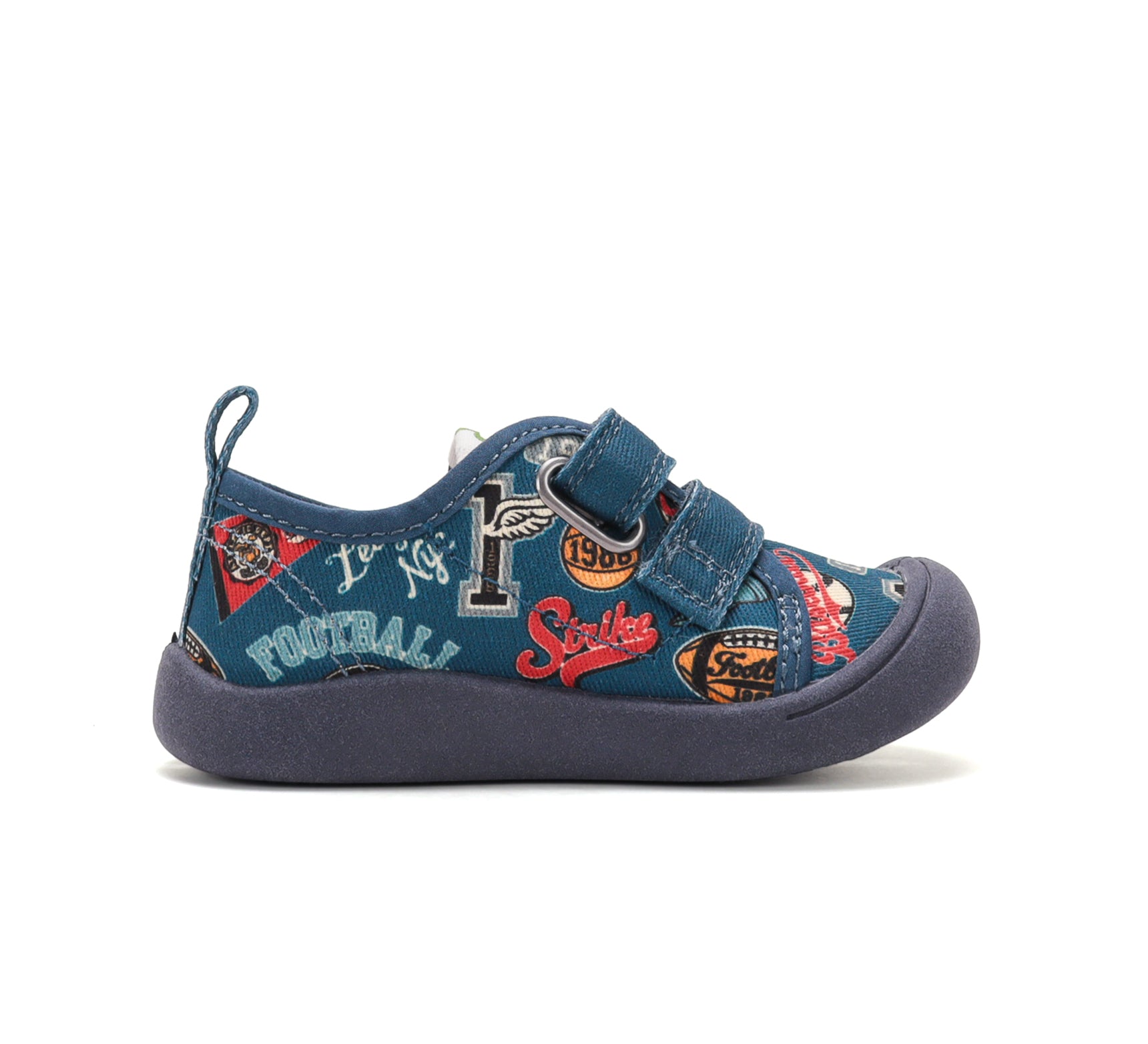 D.D.Step tenisi baieti din panza 22-27 Aero Blue cu Football