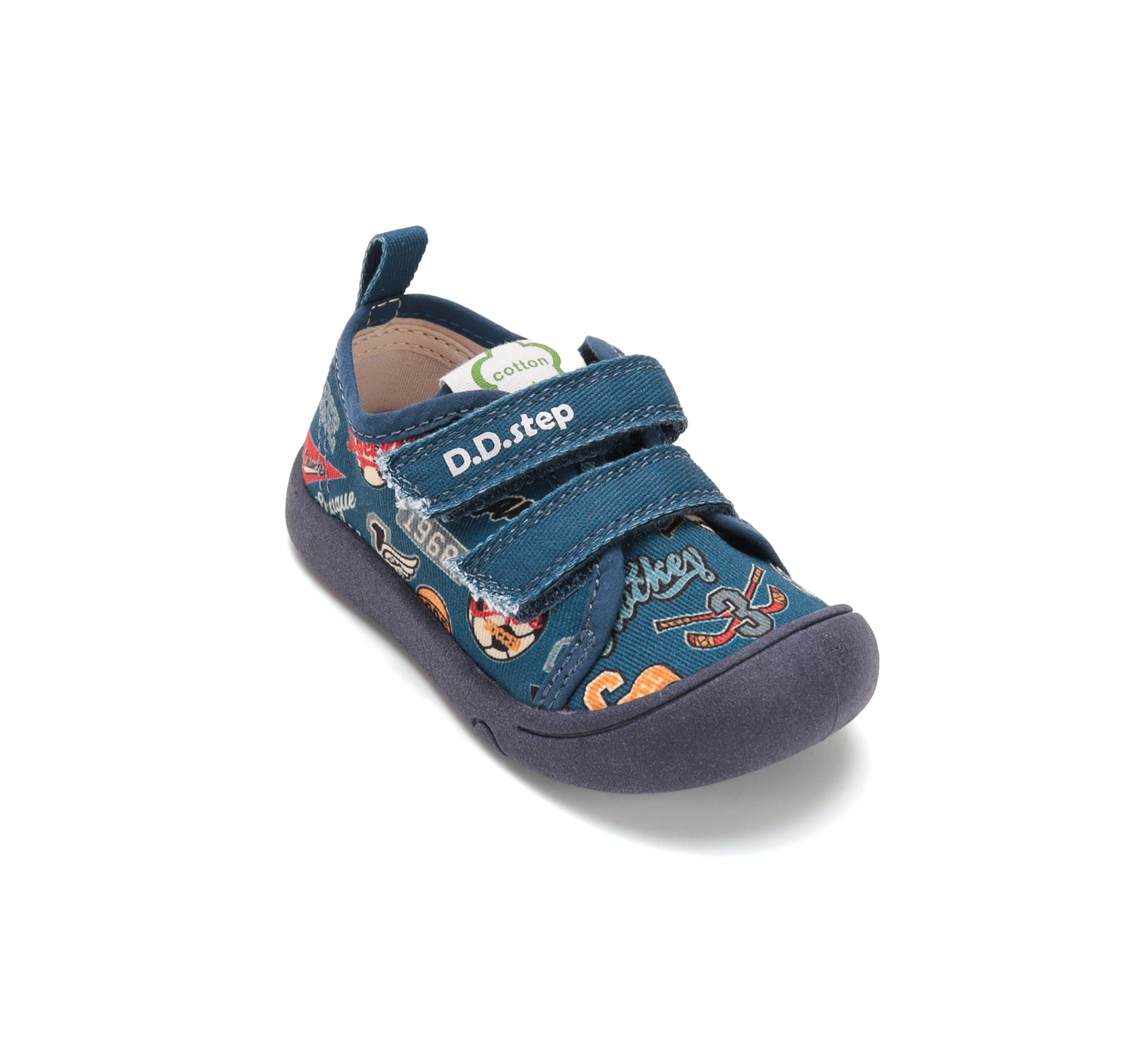 D.D.Step tenisi baieti din panza 22-27 Aero Blue cu Football