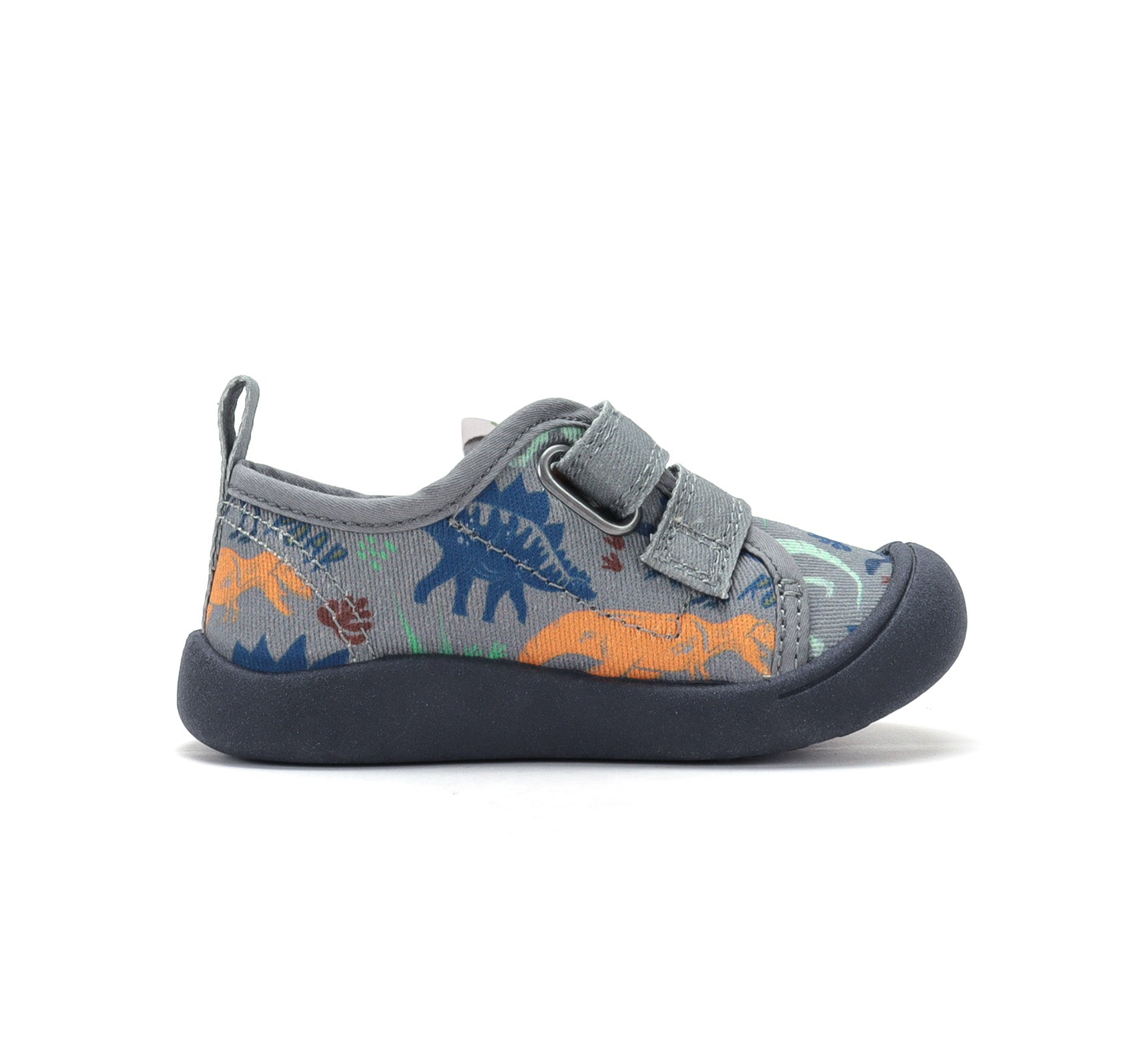D.D.Step tenisi baieti din panza 28-33 Marine Grey cu dinozauri