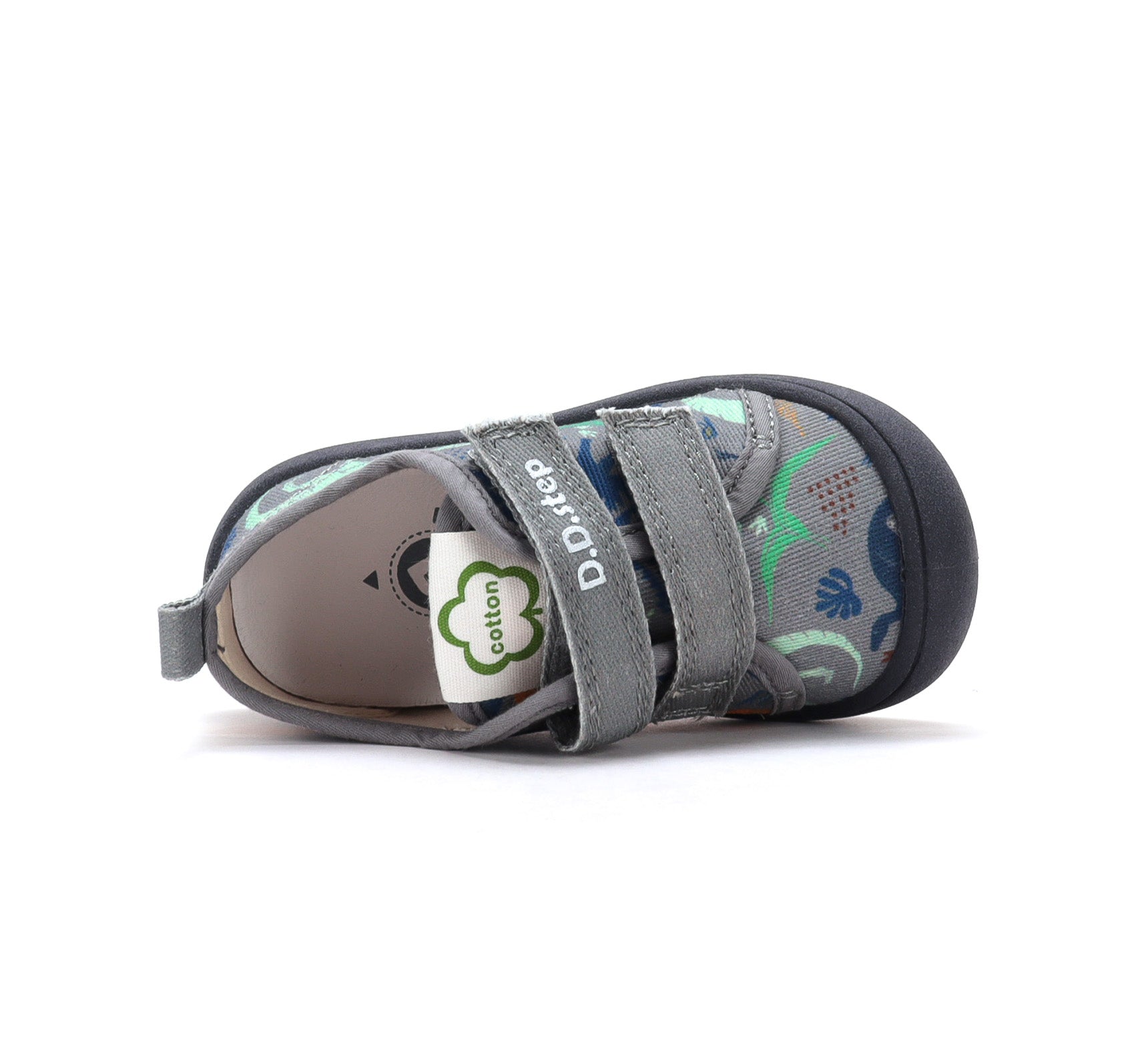 D.D.Step tenisi baieti din panza 28-33 Marine Grey cu dinozauri