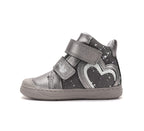 D.D.Step pantofi fete Ponte20 supinati 22-27 Metallic Grey cu inimioare