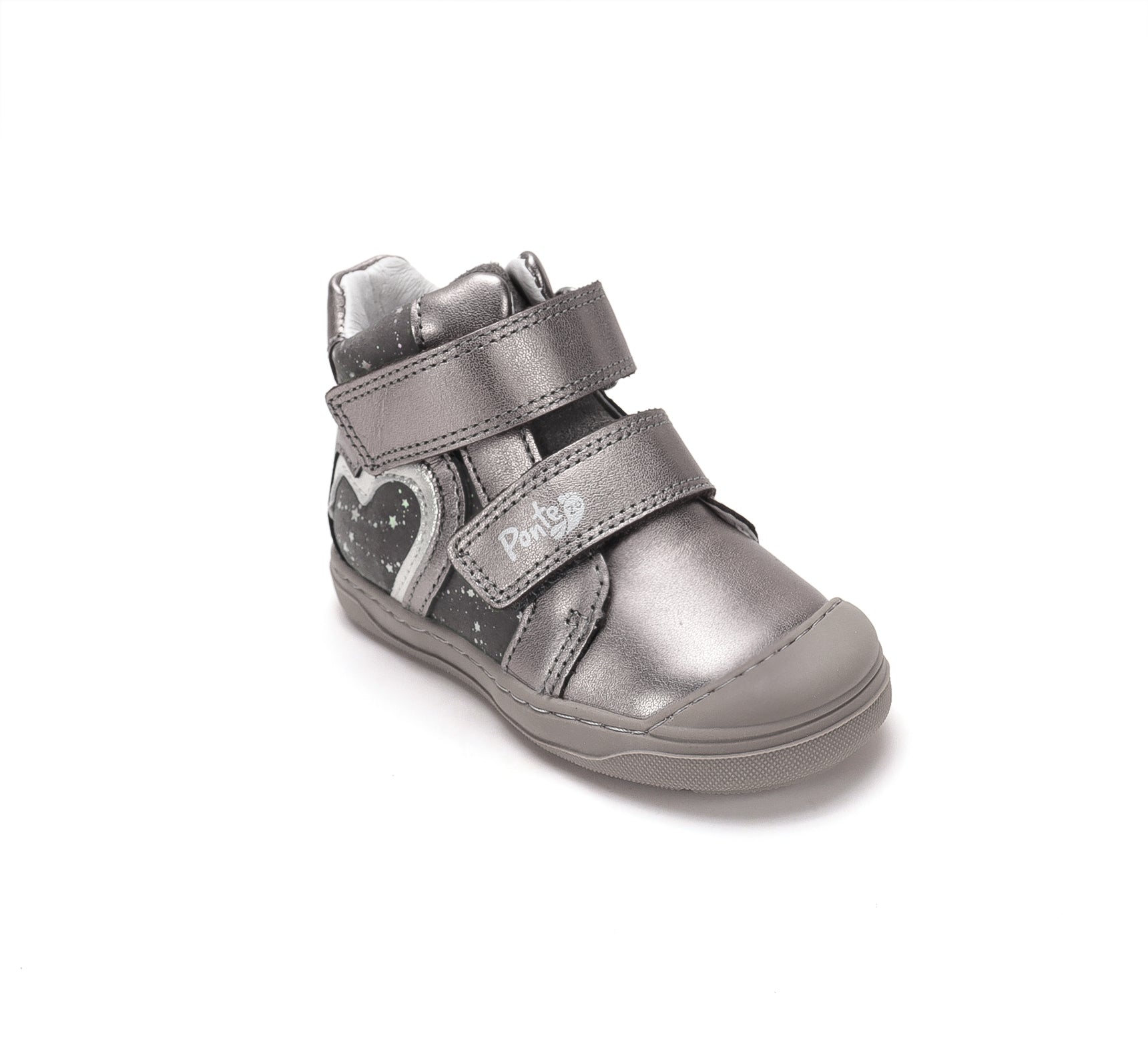 D.D.Step pantofi fete Ponte20 supinati 22-27 Metallic Grey cu inimioare Imagine secundară a produsului