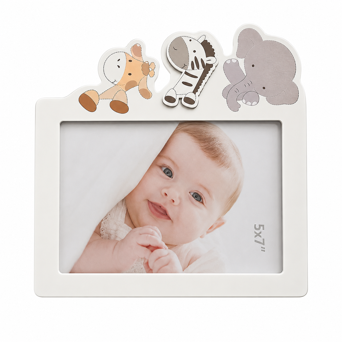 Gedeon rama foto pentru bebelusi din MDF decorat 0m+ White Safari