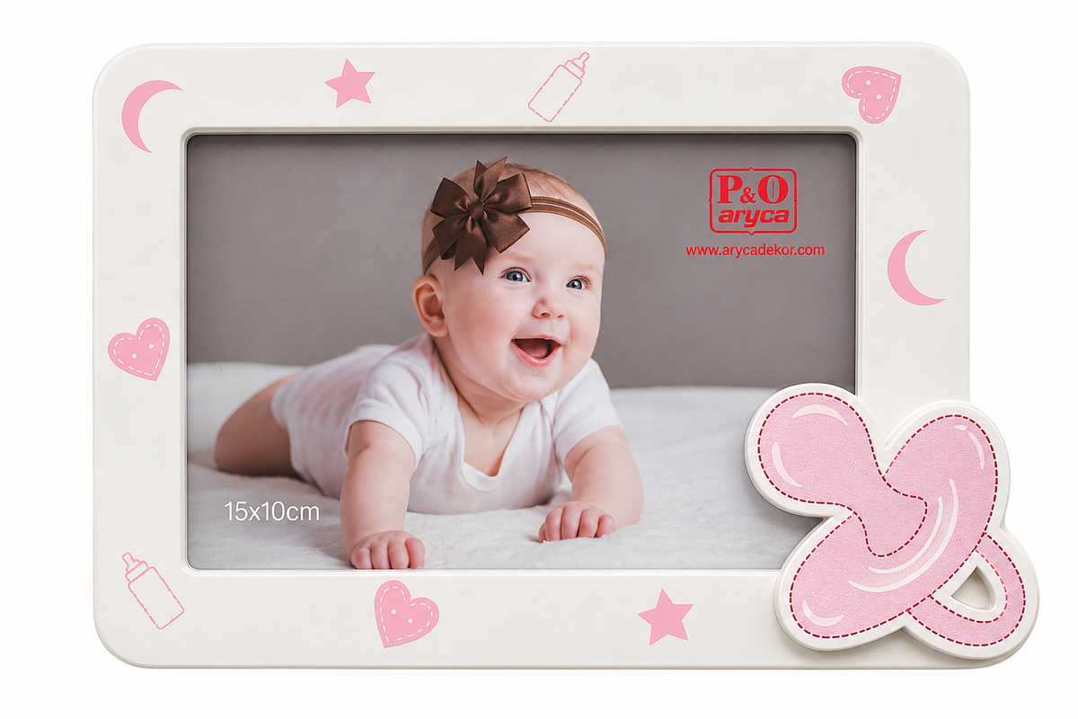 Gedeon rama foto pentru bebelusi din MDF decorat 0m+ Roz Imagine principală a produsului