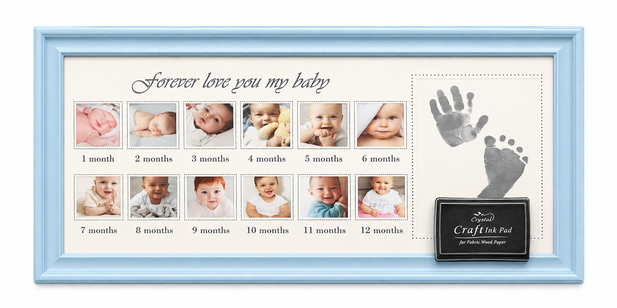 Gedeon rama foto pentru 12 luni cu kit amprenta tus pentru bebelusi 0m+ Blue