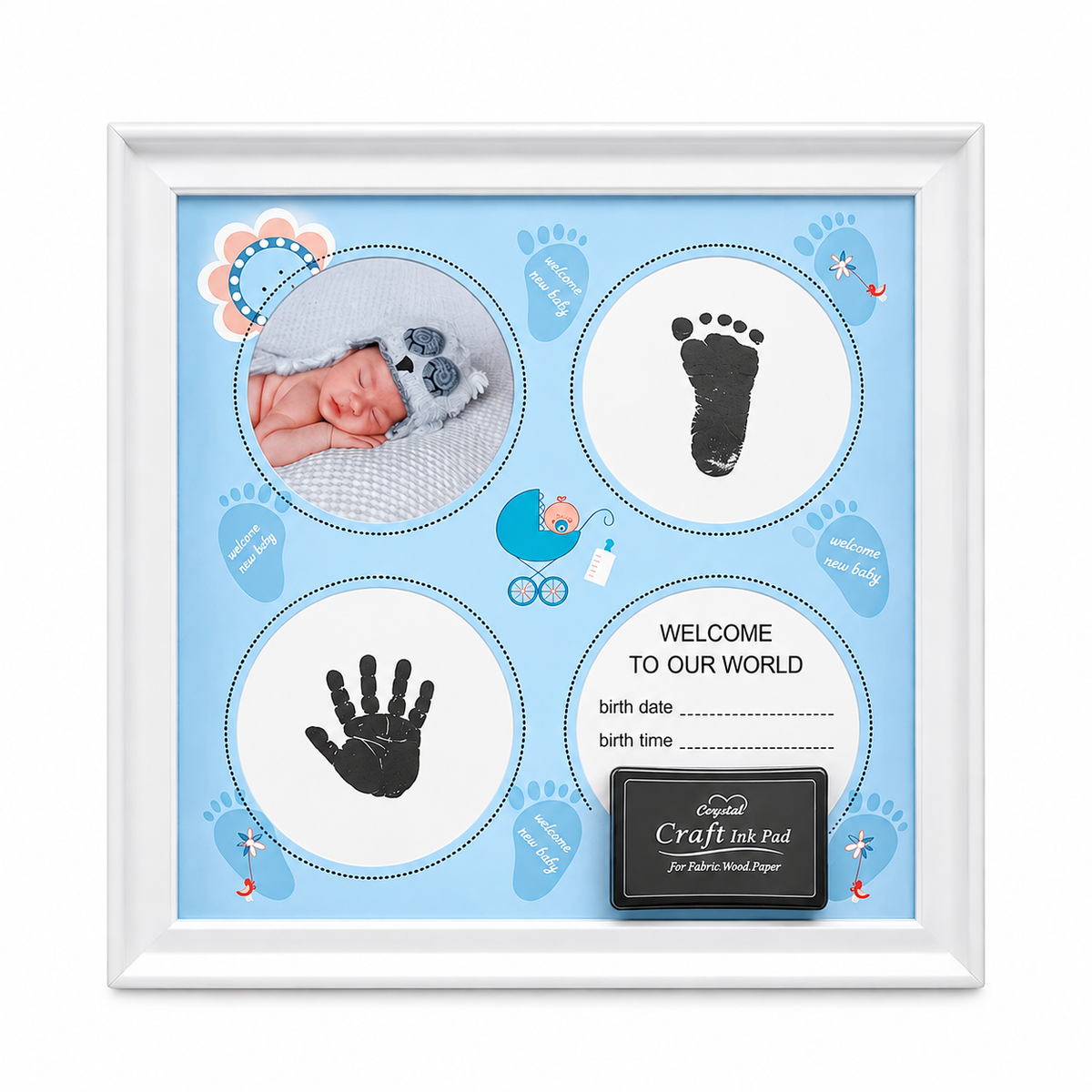 Gedeon rama foto cu kit amprenta tus pentru bebelusi 0m+ Blue