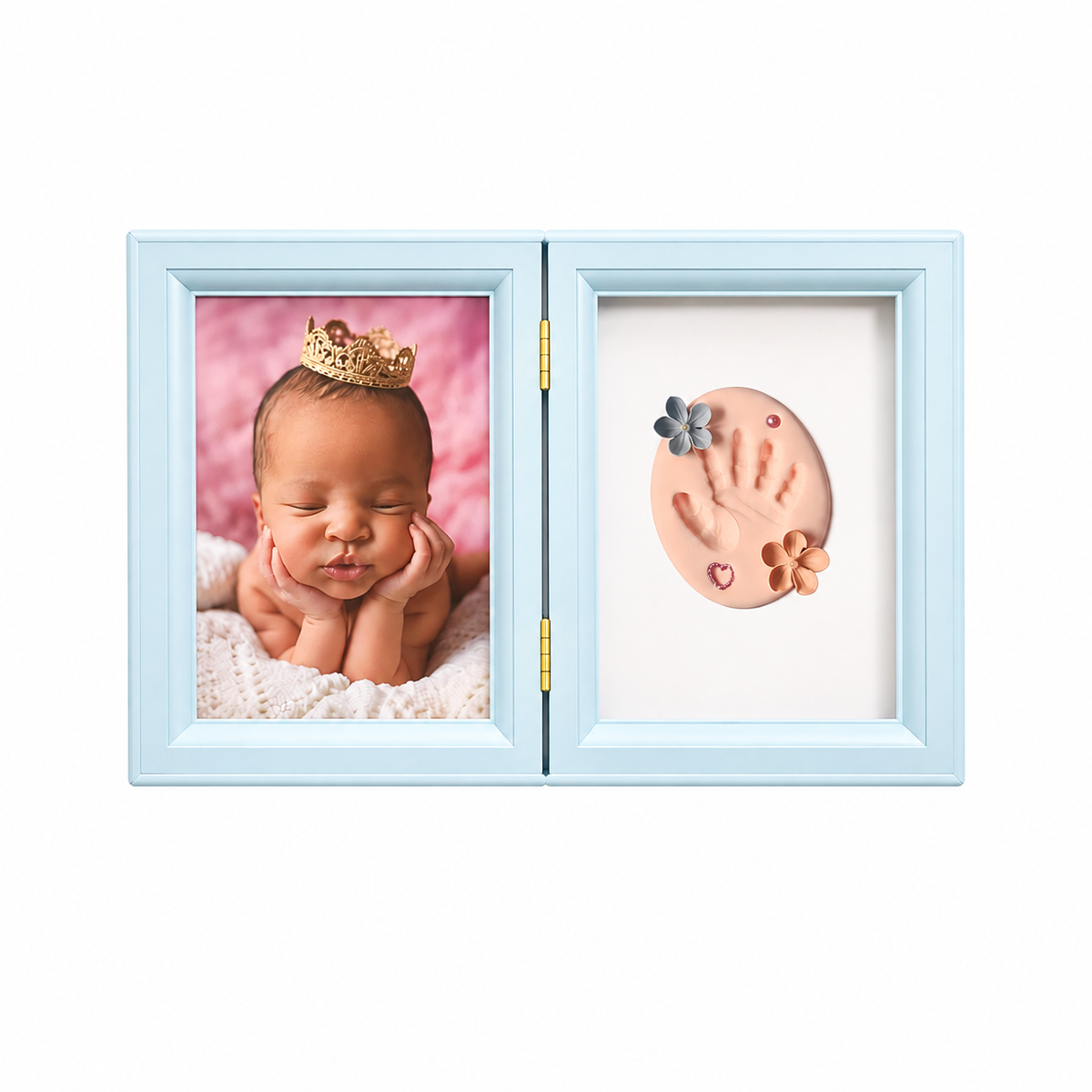 Gedeon rama foto din lemn cu kit amprenta mulaj pentru bebelusi 0m+ Blue