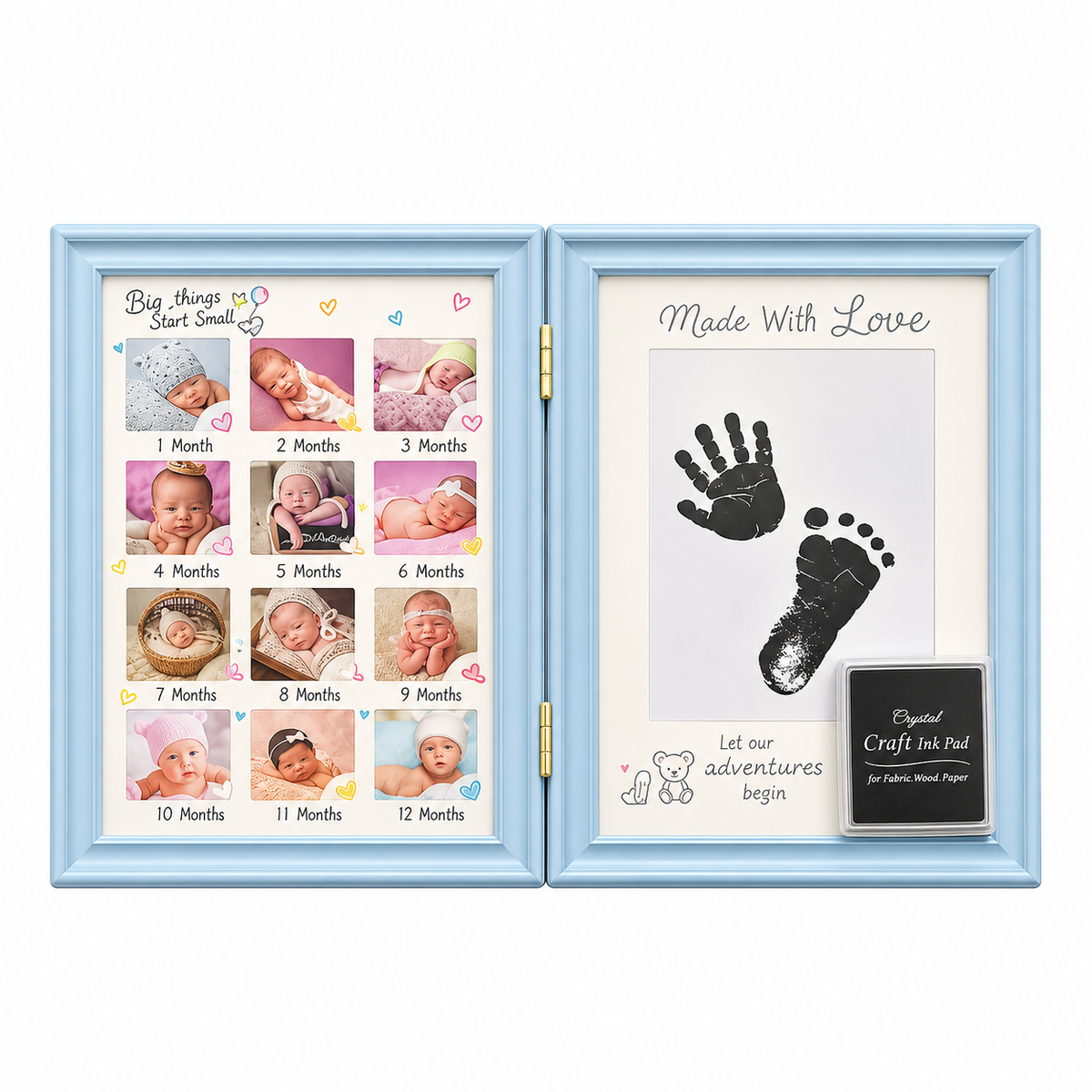 Gedeon rama foto pentru 12 luni cu kit amprenta tus pentru bebelusi 0m+ Blue