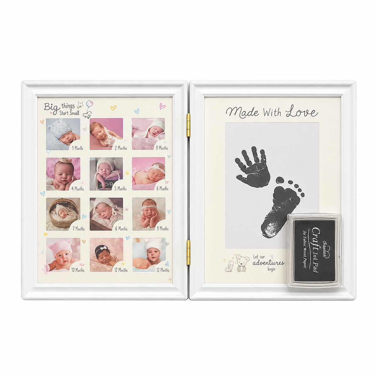 Gedeon rama foto pentru 12 luni cu kit amprenta tus pentru bebelusi 0m+ White Imagine principală a produsului