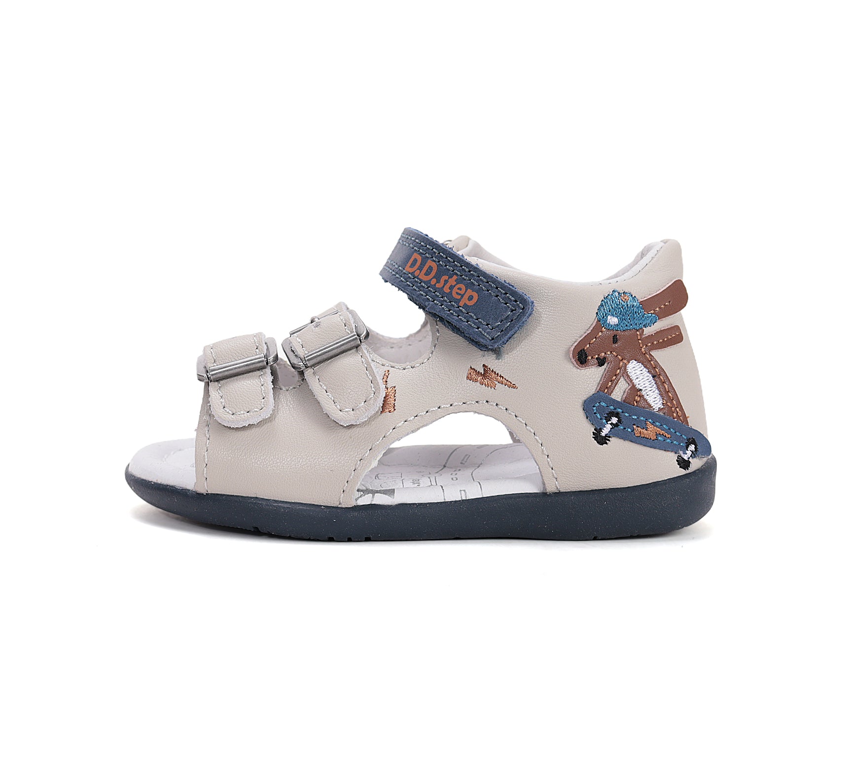 D.D.Step sandale baieti 20-25 Dove Grey cu catel Imagine secundară a produsului