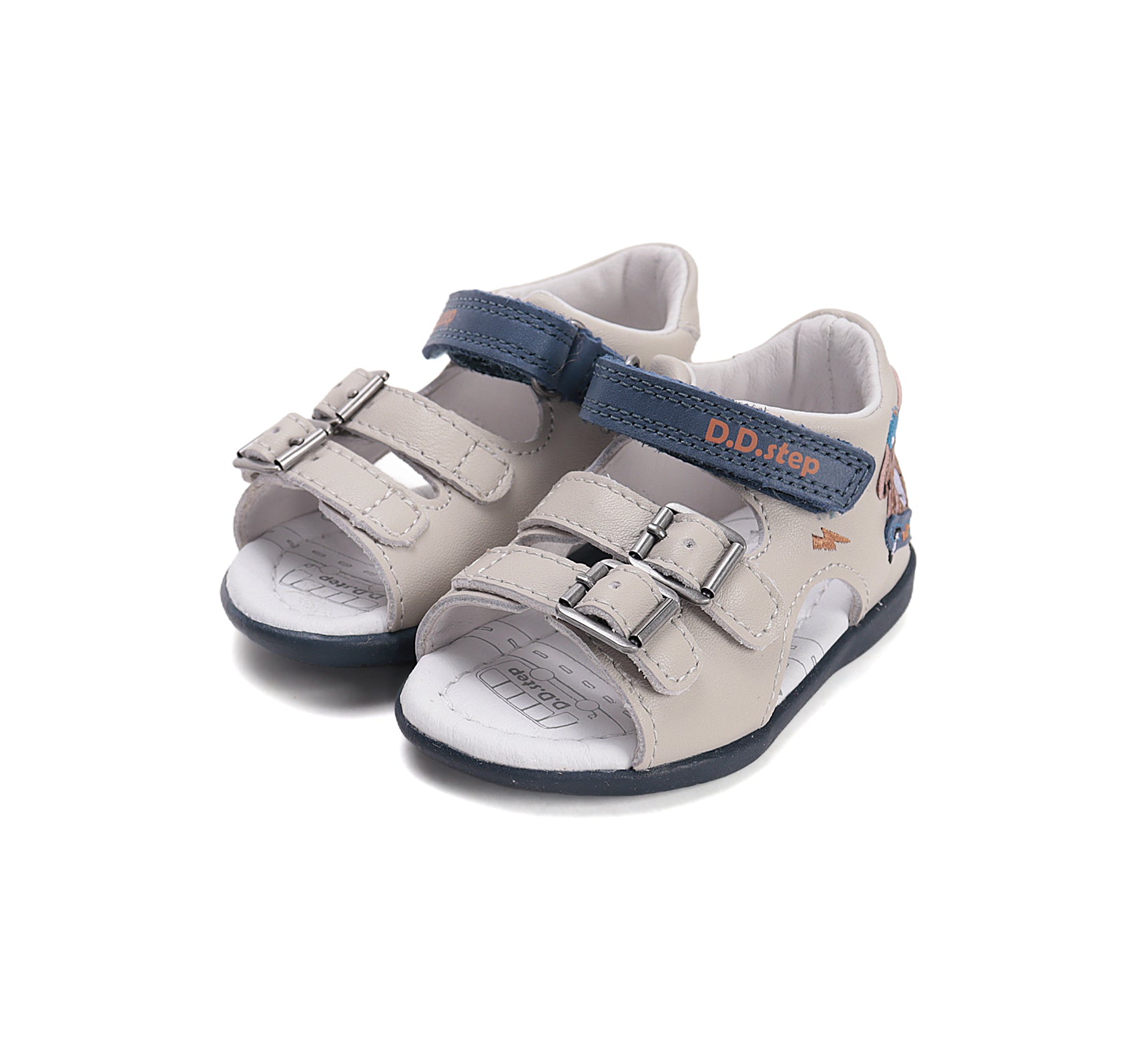 D.D.Step sandale baieti 20-25 Dove Grey cu catel Imagine principală a produsului