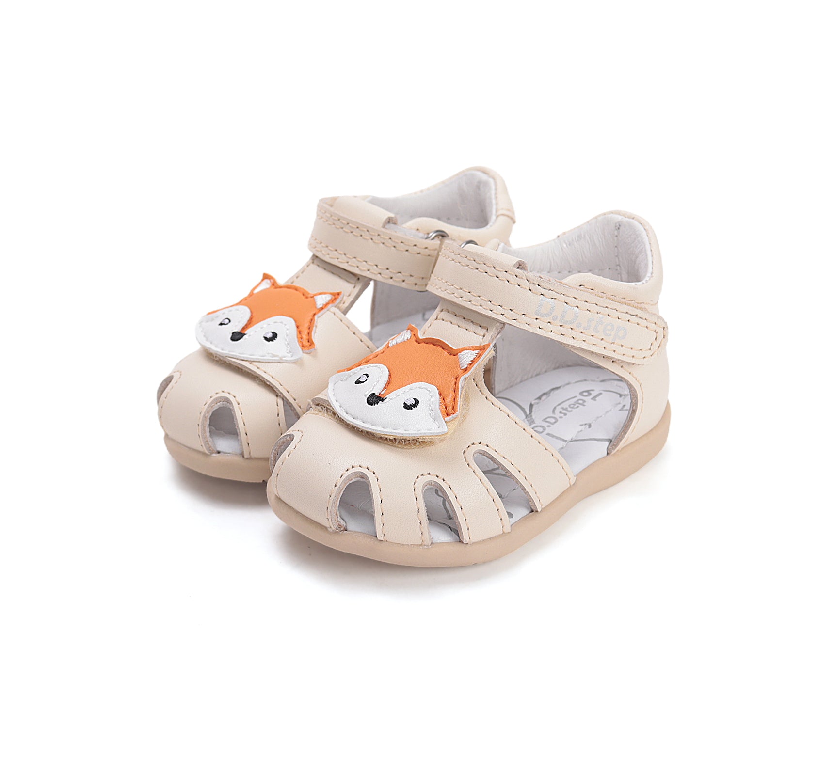 D.D.Step sandale baieti 18-25 Cream cu vulpe