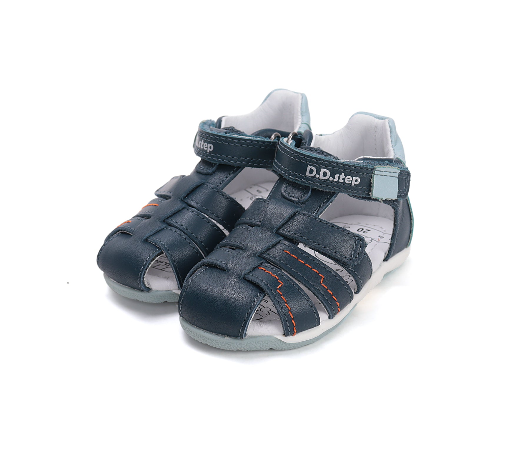 D.D.Step sandale baieti 20-25 Royal Blue cu cusaturi