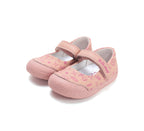 D.D.Step pantofi fete Primii pasi decupati 20-25 Rose Gold cu flori desenate