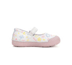 D.D.Step pantofi fete Primii pasi decupati 20-25 White cu flori desenate
