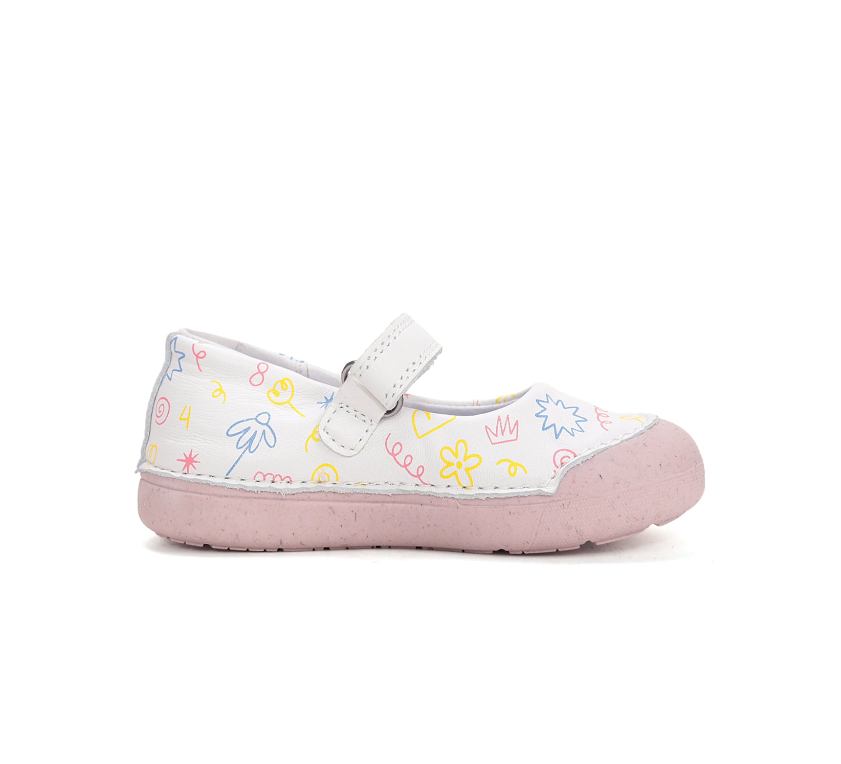 D.D.Step pantofi fete Primii pasi decupati 20-25 White cu flori desenate