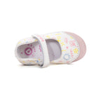 D.D.Step pantofi fete Primii pasi decupati 20-25 White cu flori desenate