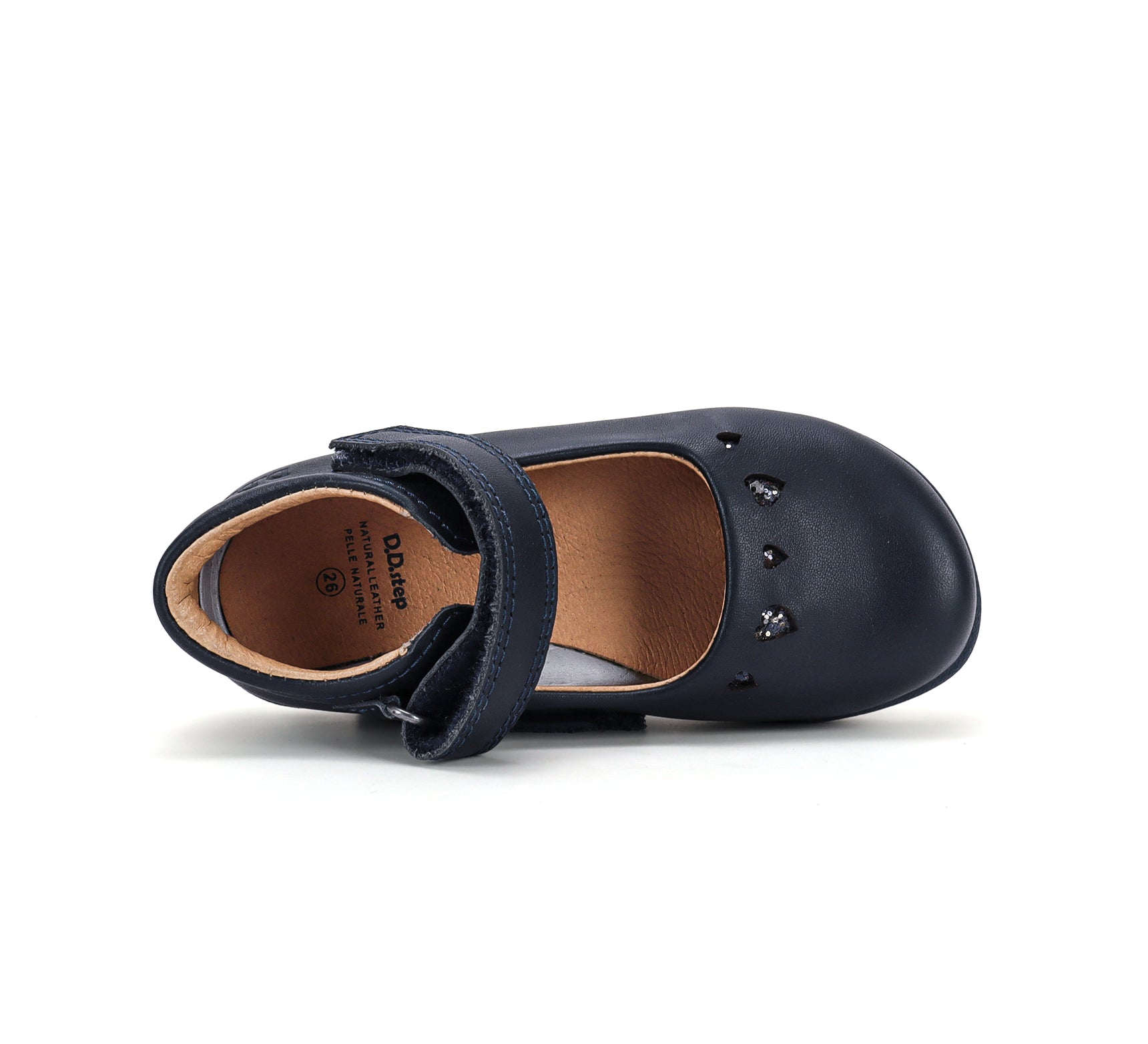 D.D.Step pantofi fete Barefoot decupati 26-37 Royal Blue cu inimioare decupate