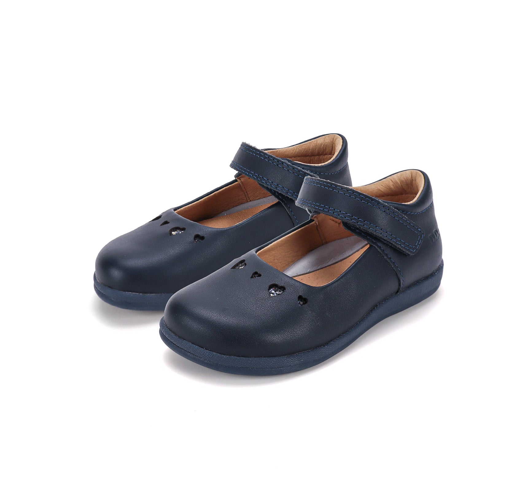 D.D.Step pantofi fete Barefoot decupati 26-37 Royal Blue cu inimioare decupate