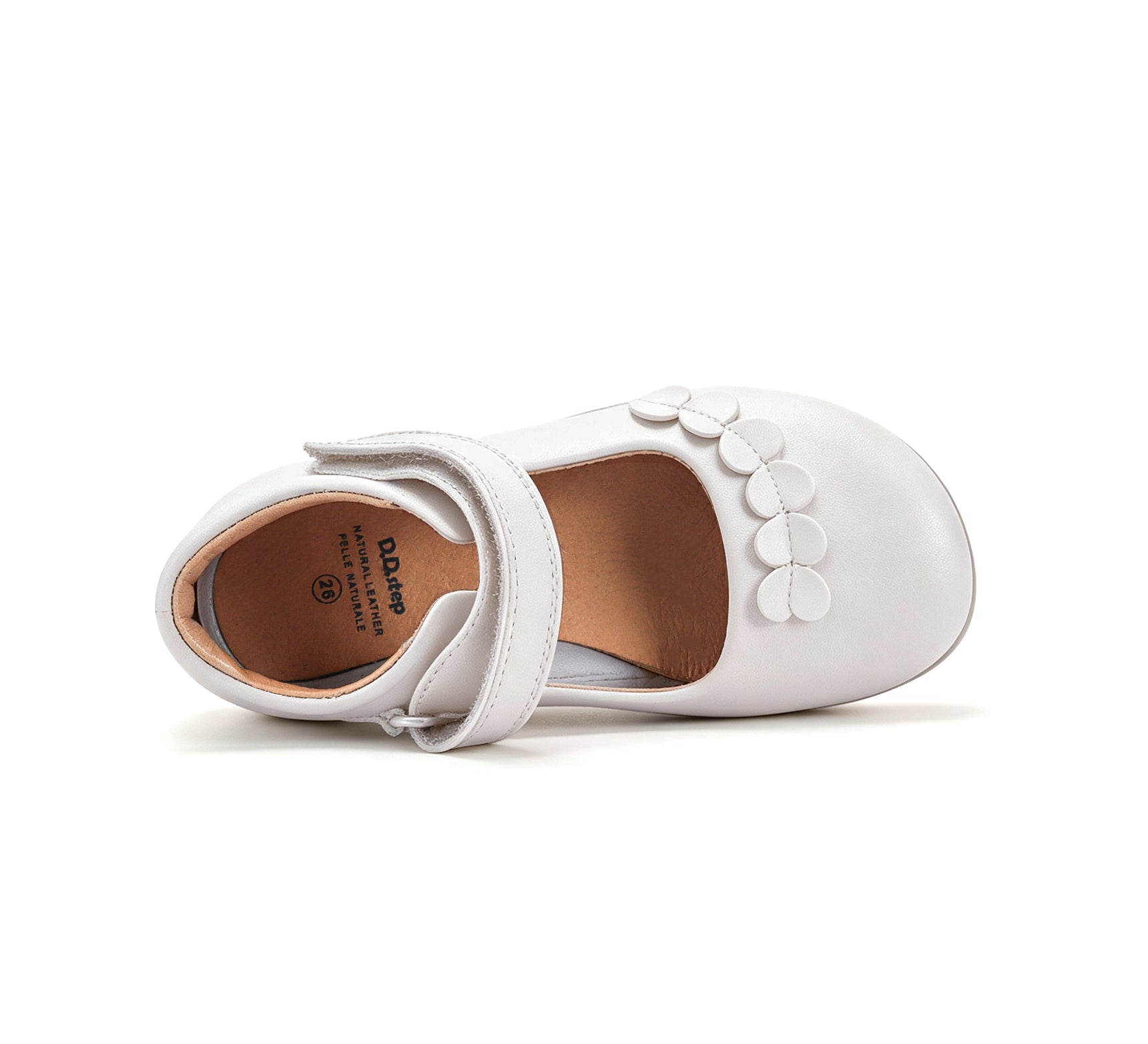 D.D.Step pantofi fete decupati 26-31 White cu inimioare aplicate