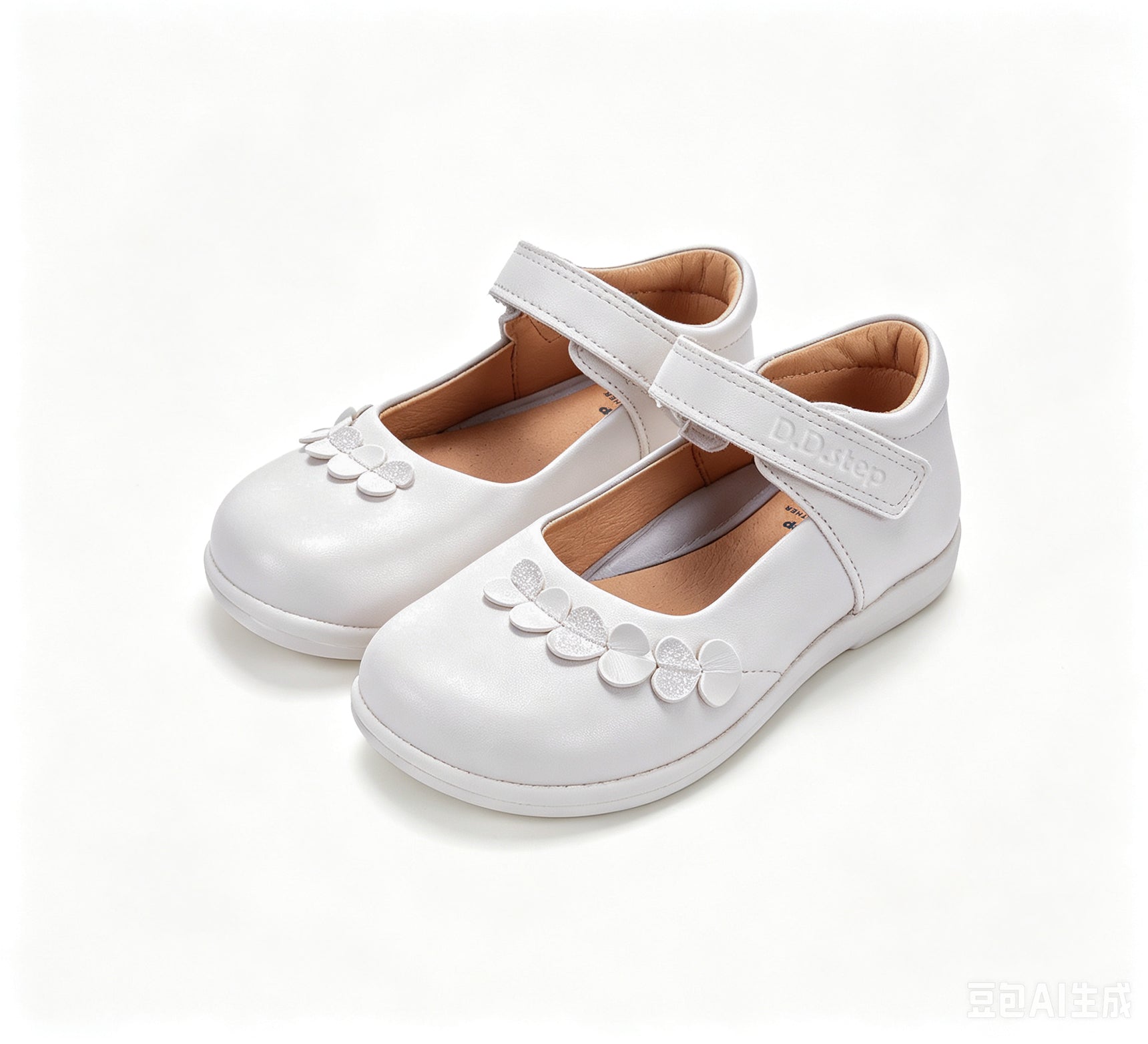 D.D.Step pantofi fete decupati 26-31 White cu inimioare aplicate
