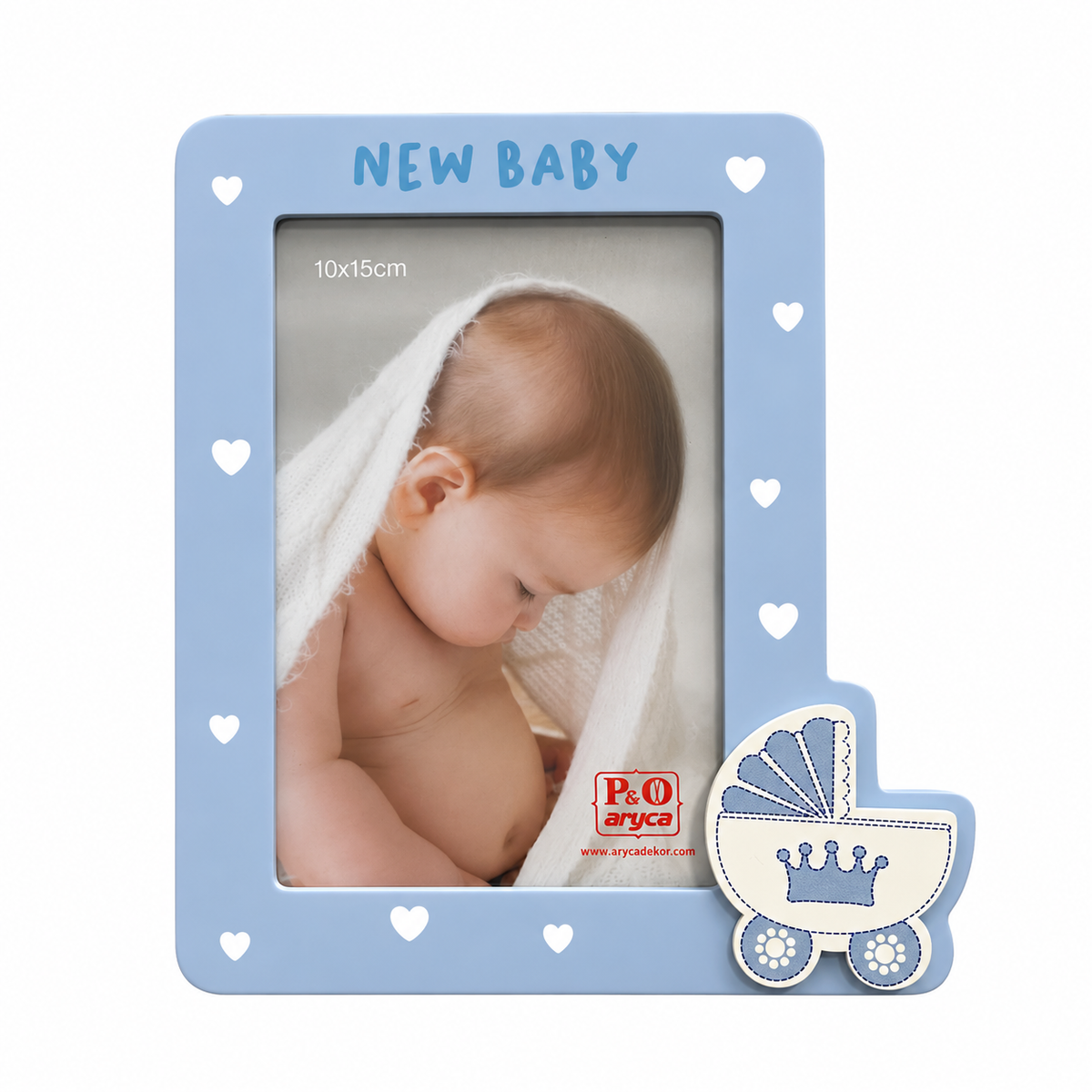 Gedeon rama foto pentru bebelusi din MDF decorat 0m+ Blue cu carucior Imagine principală a produsului