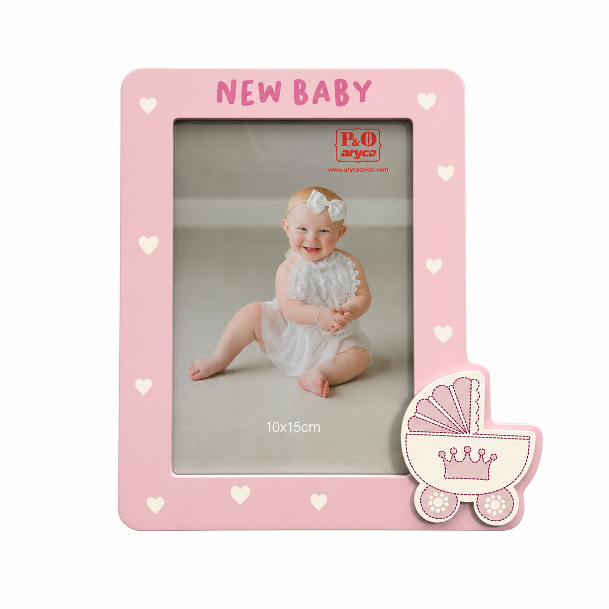 Gedeon rama foto pentru bebelusi din MDF decorat 0m+ Roz cu carucior