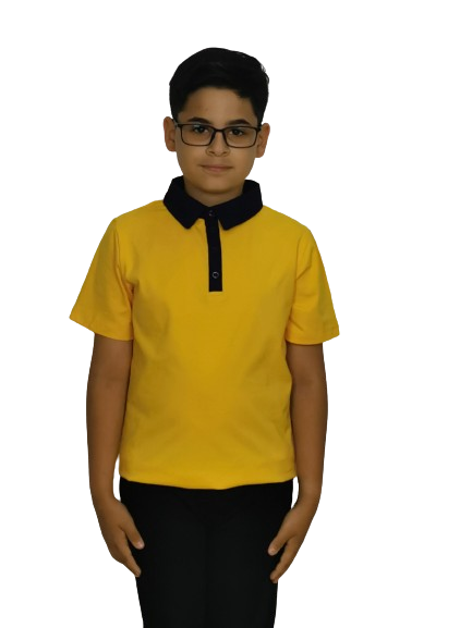 Uniforma camasa baieti Roma cu maneca scurta 5-12 ani Galben-Blue