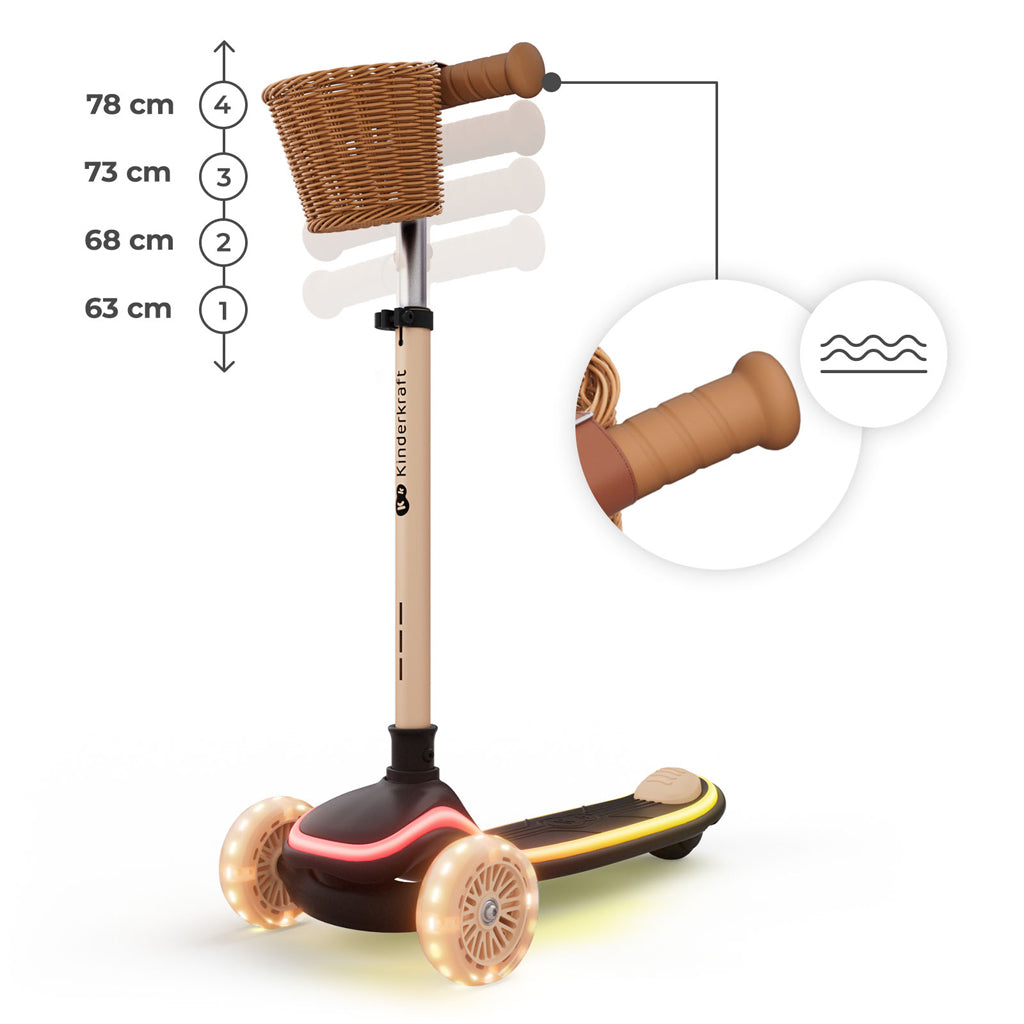 Kinderkraft trotineta si scooter 2in1  RAKET UP cu LED 12m+ Beige