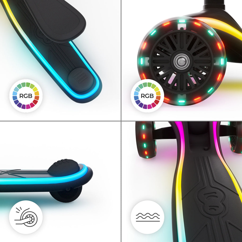 Kinderkraft trotineta si scooter 2in1  RAKET UP cu LED 12m+ Black