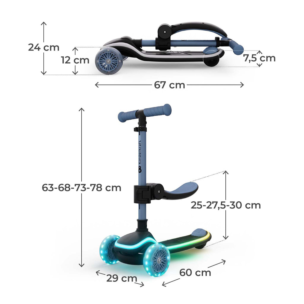 Kinderkraft trotineta si scooter 2in1  RAKET UP cu LED 12m+ Blue