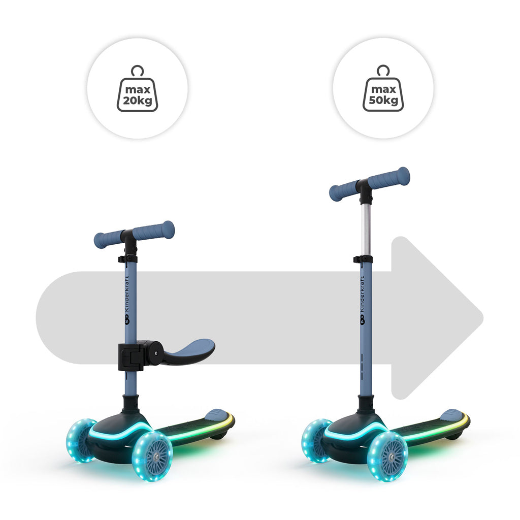 Kinderkraft trotineta si scooter 2in1  RAKET UP cu LED 12m+ Blue