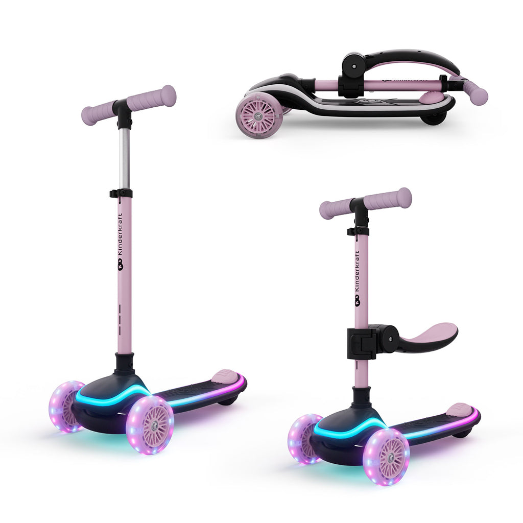 Kinderkraft trotineta si scooter 2in1  RAKET UP cu LED 12m+ Pink